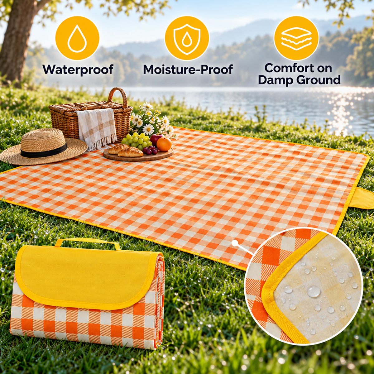 Waterproof And Moisture-Proof Picnic Mat (2 x 2M) - Red &amp; Yellow V32636609 2