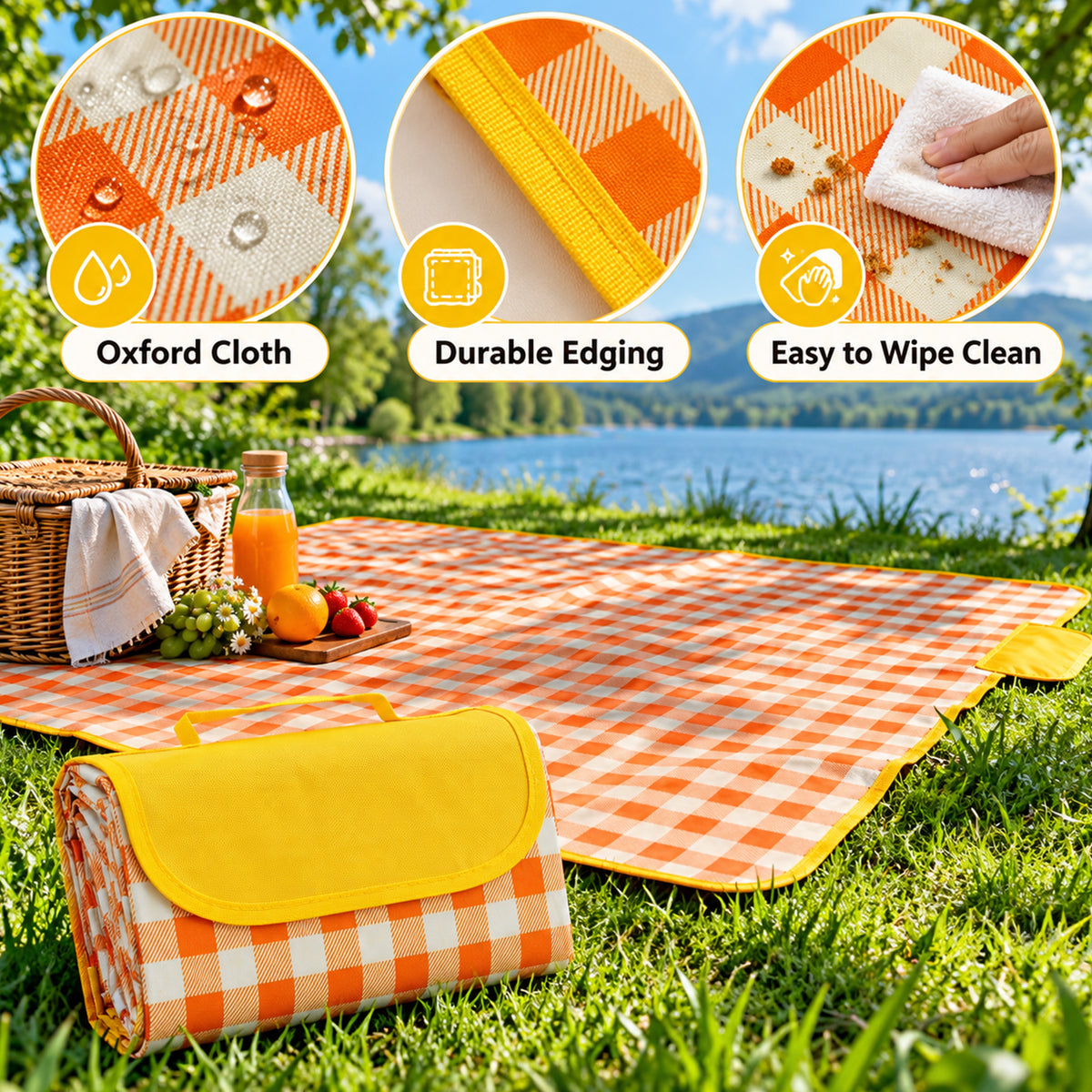 Waterproof And Moisture-Proof Picnic Mat (2 x 2M) - Red &amp; Yellow V32636609 3