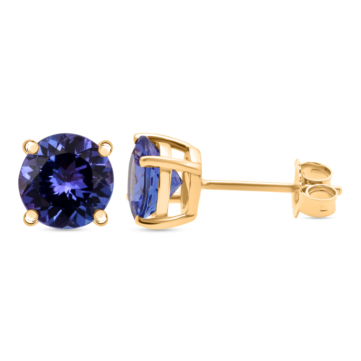 Close Out Deal- 14K Yellow Gold Premium Tanzanite Solitaire Stud Earring with Push Back 2.20 Ct._8508091