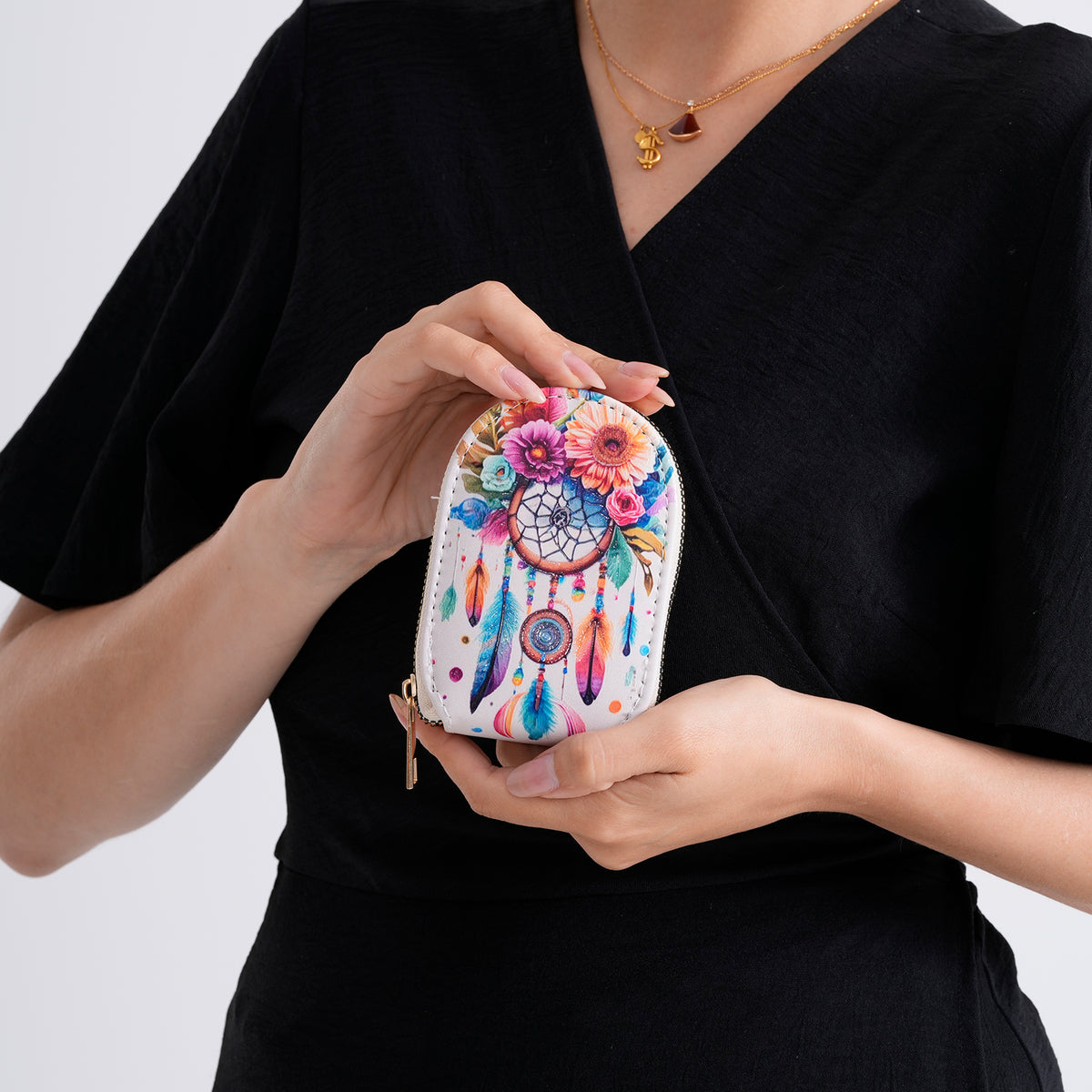 Multicolour Flower &amp; Dreamcatcher RFID Protected Card Wallet V32611352 4