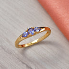 D'Joy - Tanzanite Trilogy Ring in Yellow Gold Plated Sterling Silver_8508220_2