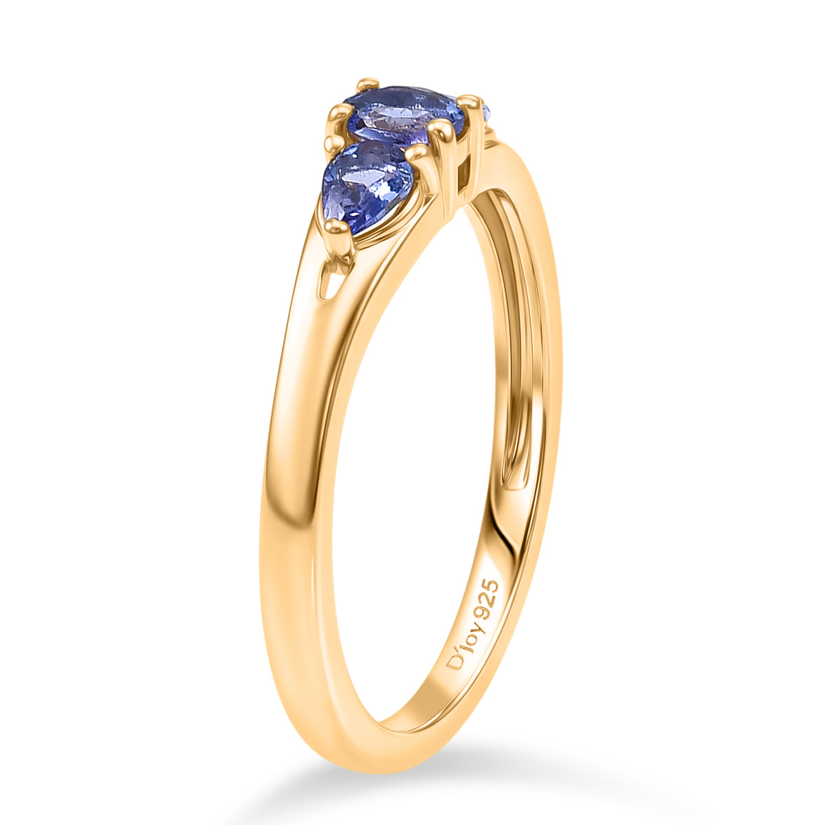 D'Joy - Tanzanite Trilogy Ring in Yellow Gold Plated Sterling Silver V32528542 4