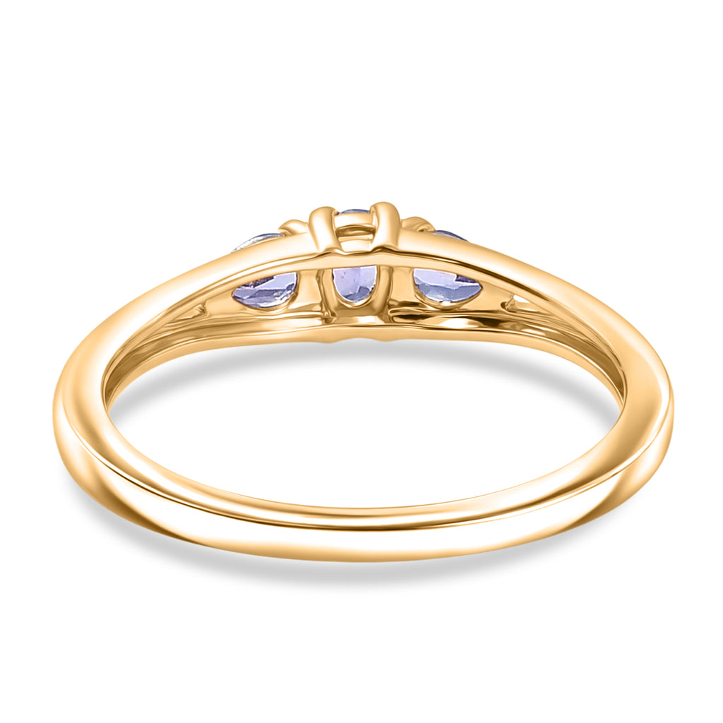 D'Joy - Tanzanite Trilogy Ring in Yellow Gold Plated Sterling Silver_8508220_4