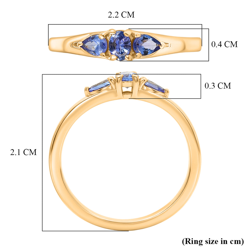 D'Joy - Tanzanite Trilogy Ring in Yellow Gold Plated Sterling Silver_8508220_5