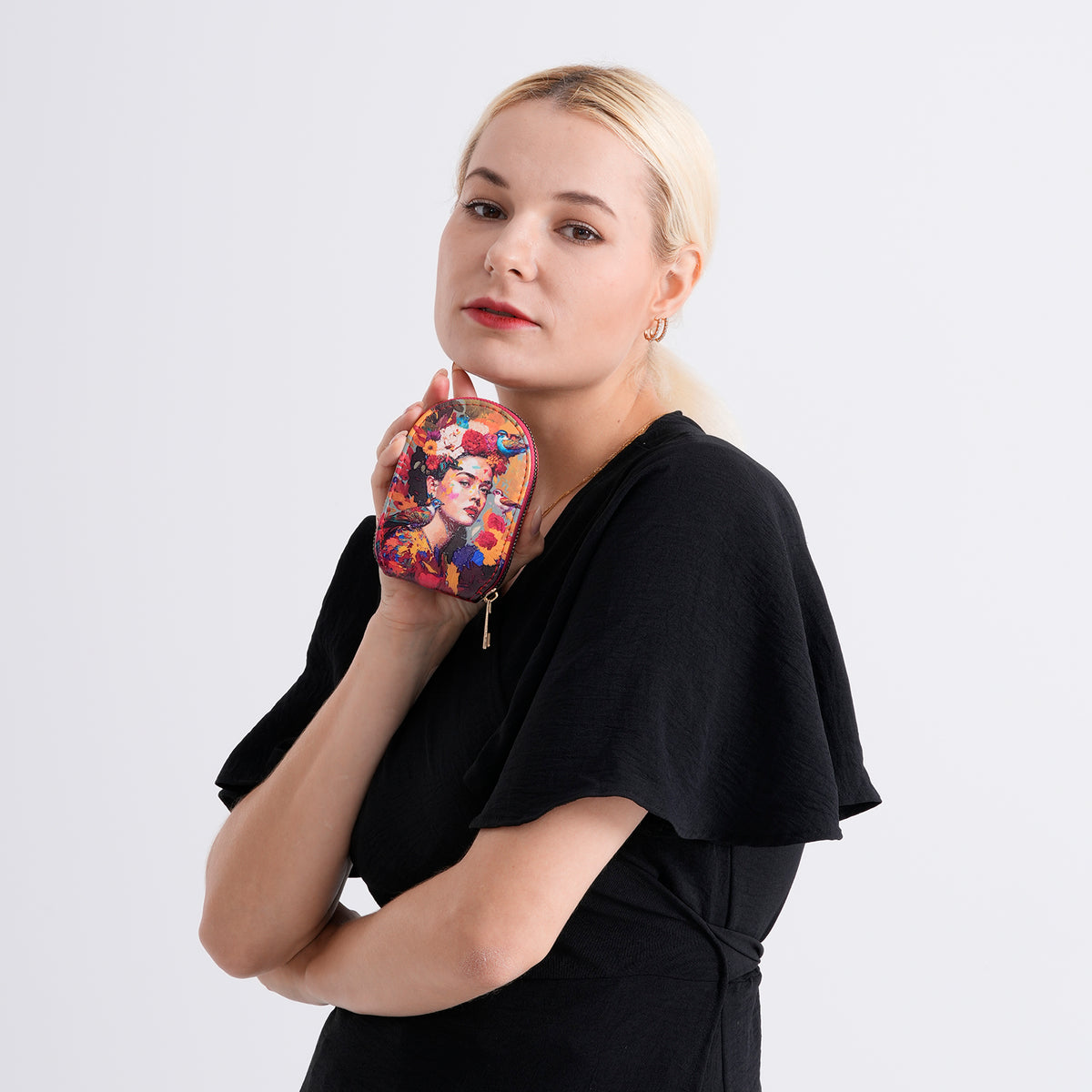 Artistic Lady Portrait with Flowers &amp; Birds Print RFID Card Wallet - Multi Colour V32612139 3