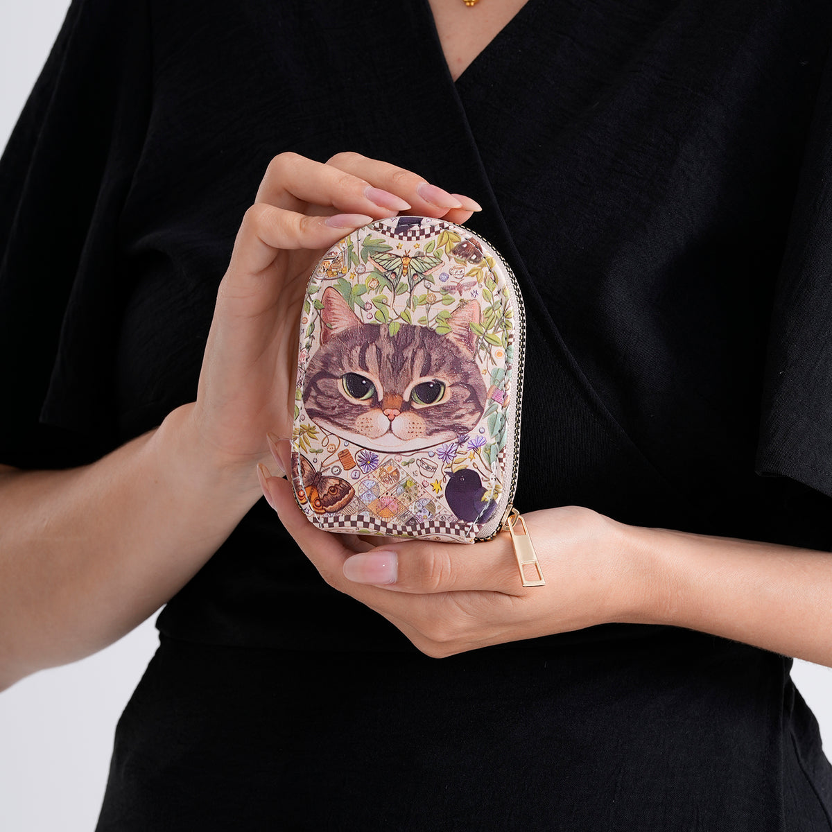 Cat Print RFID Card Wallet - Brown V32612145 4