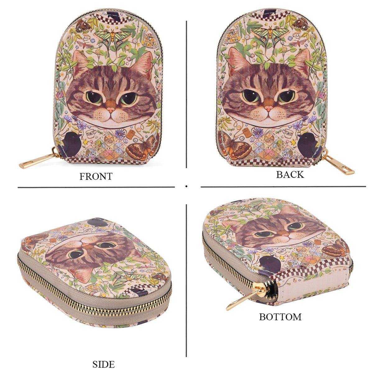 Cat Print RFID Card Wallet - Brown V32612145 5
