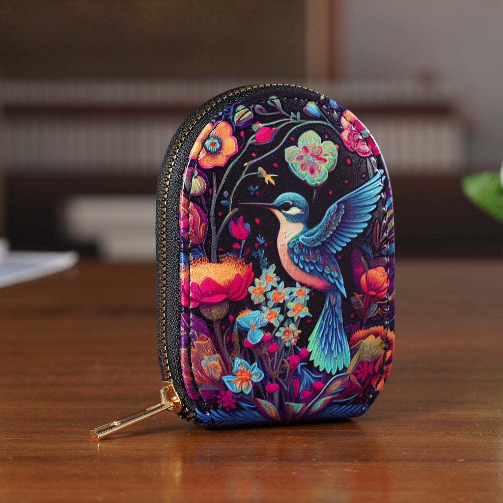 Bird and Flower Print RFID Card Wallet - Multi Colour_8508231_1