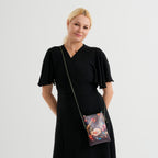 Womens RFID Blocking Multi-colour Floral Crossbody Sling Bag - Green_8508252