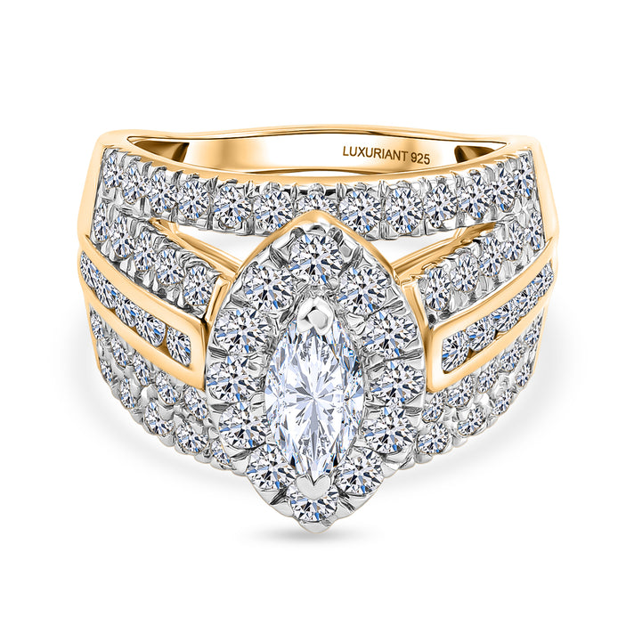 LUXURIANT 3 Ct. Lab Grown Diamond Dome Ring in 18K Vermeil Yellow Gold Plated Sterling Silver SGL Certified (SI-GH) 8508324 1
