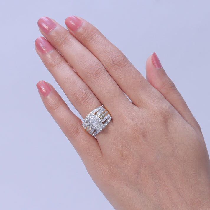 LUXURIANT 3 Ct. Lab Grown Diamond Dome Ring in 18K Vermeil Yellow Gold Plated Sterling Silver SGL Certified (SI-GH) 8508324 2