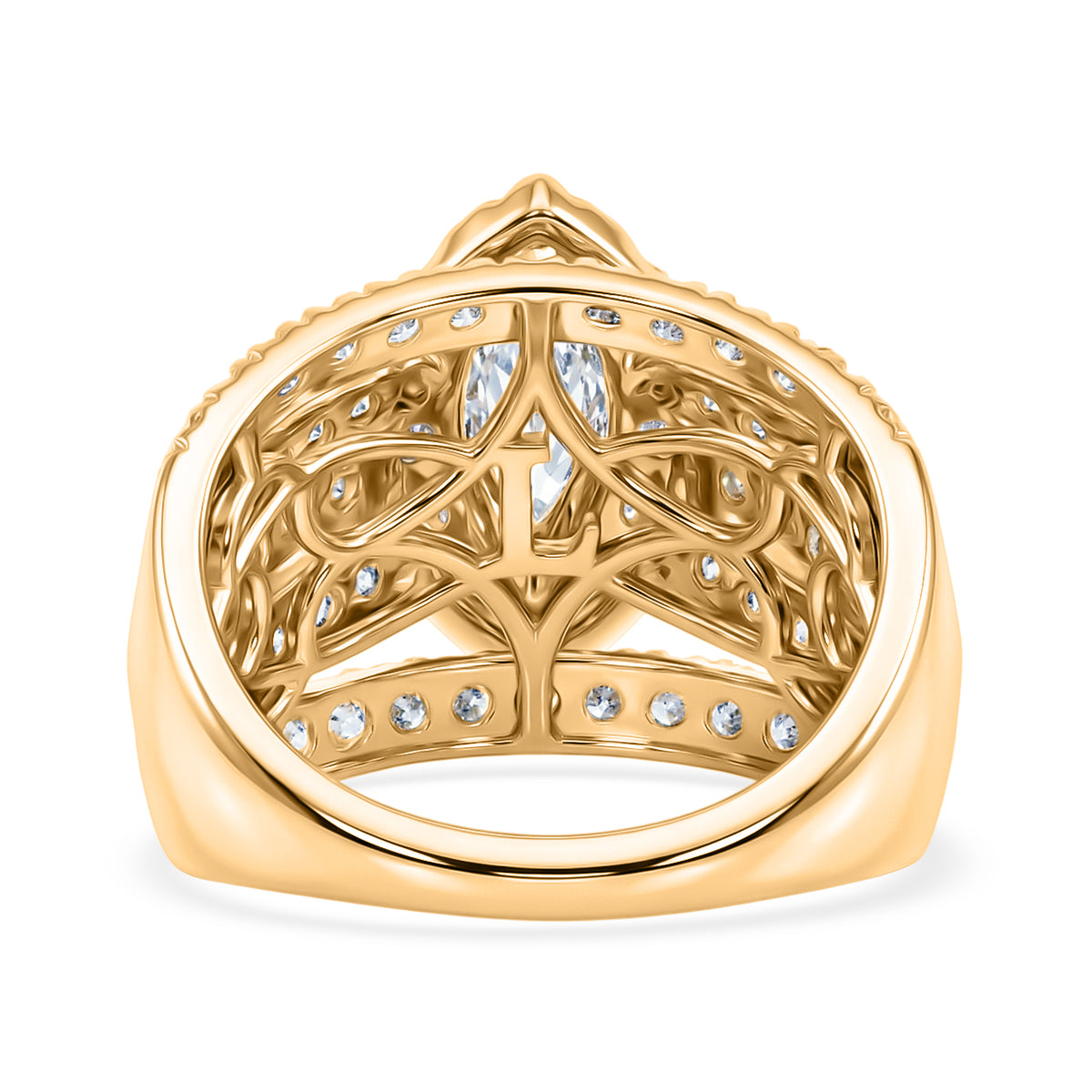 LUXURIANT 3 Ct. Lab Grown Diamond Dome Ring in 18K Vermeil Yellow Gold Plated Sterling Silver SGL Certified (SI-GH) V32702698 5