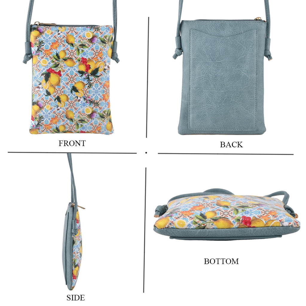 Womens RFID Blocking Lemon Print Crossbody Sling Phone Bag - Light Blue_8508441_3