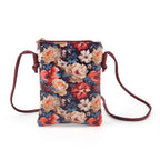 Womens RFID Blocking Multi-colour Floral Print Crossbody Sling Phone Bag - Maroon_8508442