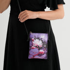 Womens RFID Blocking Lotus Print Crossbody Sling Phone Bag - Purple & Black_8508459_2