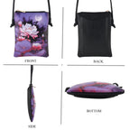 Womens RFID Blocking Lotus Print Crossbody Sling Phone Bag - Purple & Black_8508459_3
