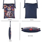 Womens RFID Blocking Multi-colour Cat Print Crossbody Sling Phone Bag - Navy Blue_8508460