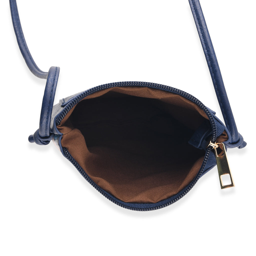 Womens RFID Blocking Multi-colour Cat Print Crossbody Sling Phone Bag - Navy Blue_8508460
