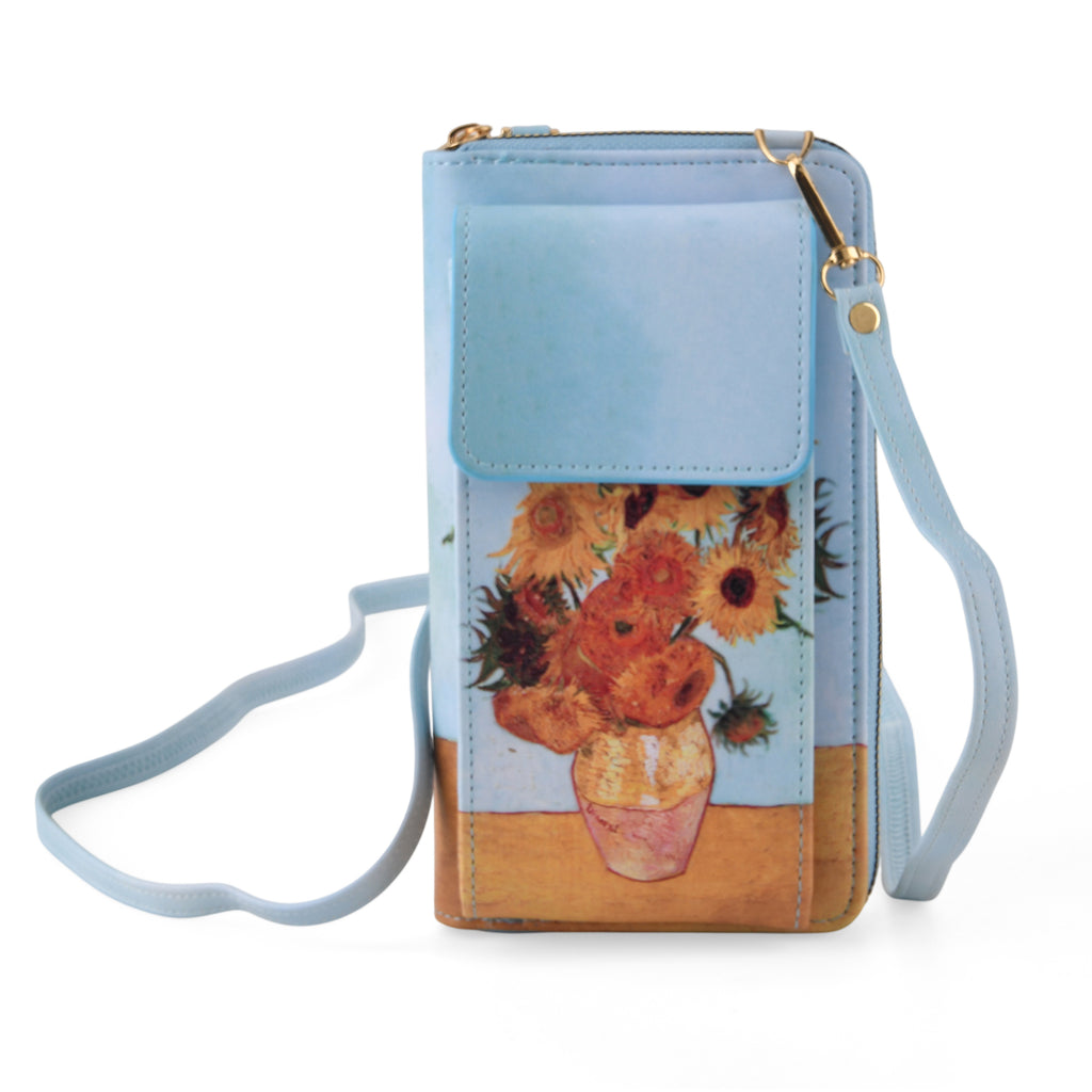 Designer Inspired Sunflower Portrait Phone Crossbody Bag with RFID Blocking - Yellow_8508483