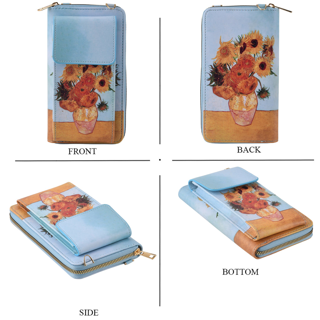 Designer Inspired Sunflower Portrait Phone Crossbody Bag with RFID Blocking - Yellow_8508483_4