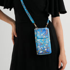 Designer Inspired Van Gogh Portrait Phone Crossbody Bag with RFID Blocking - Blue_8508487_3