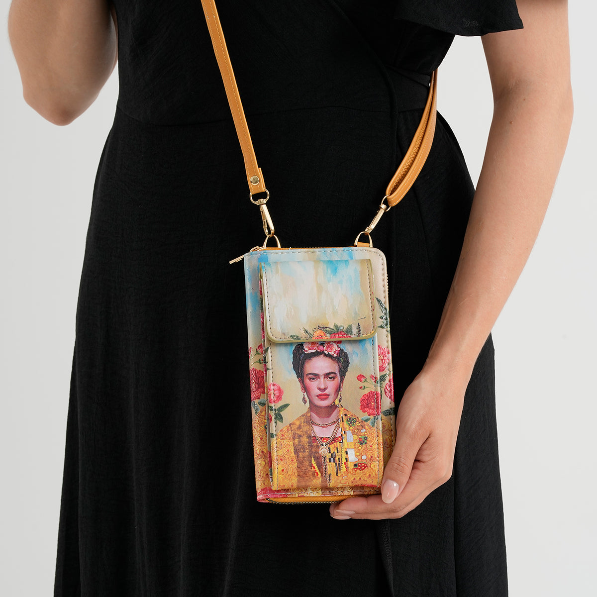 Designer Inspired Lady Portrait Phone Crossbody Bag with RFID Blocking - Multi Colour V32519026 3