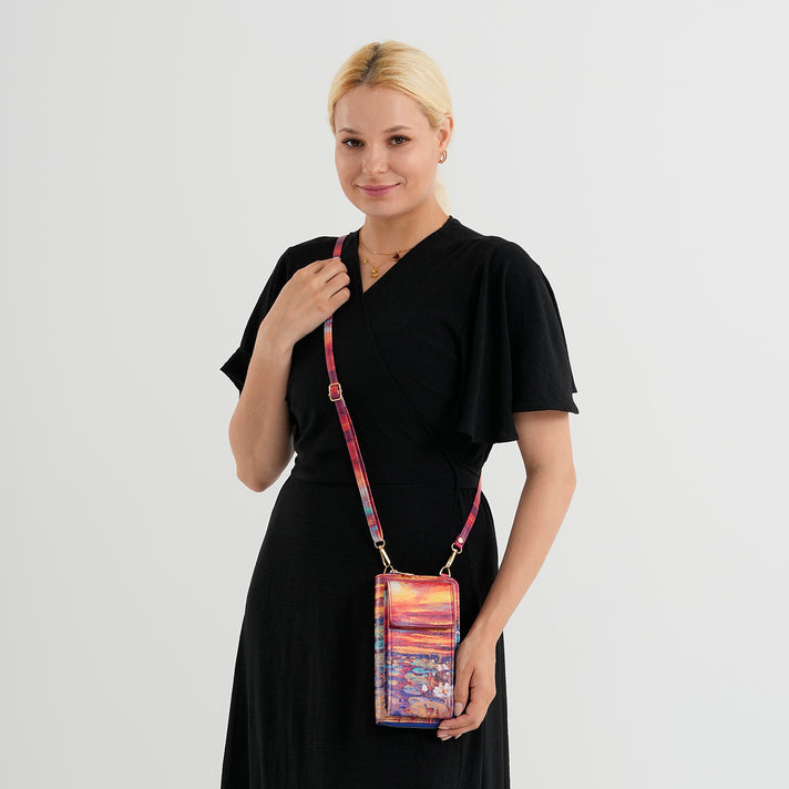 Designer Inspired Monet Portrait Phone Crossbody Bag with RFID Blocking - Multi Colour 8508491 2