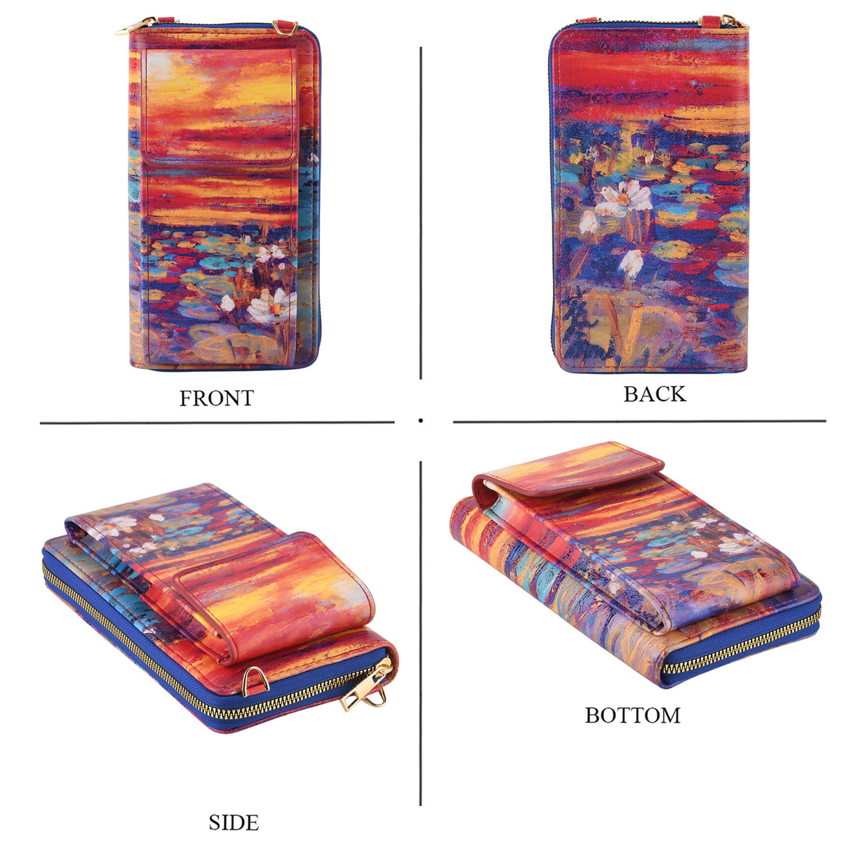 Designer Inspired Monet Portrait Phone Crossbody Bag with RFID Blocking - Multi Colour 8508491 4