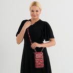 Designer Inspired Rose Print Phone Crossbody Bag with RFID Blocking - Red_8508499_2