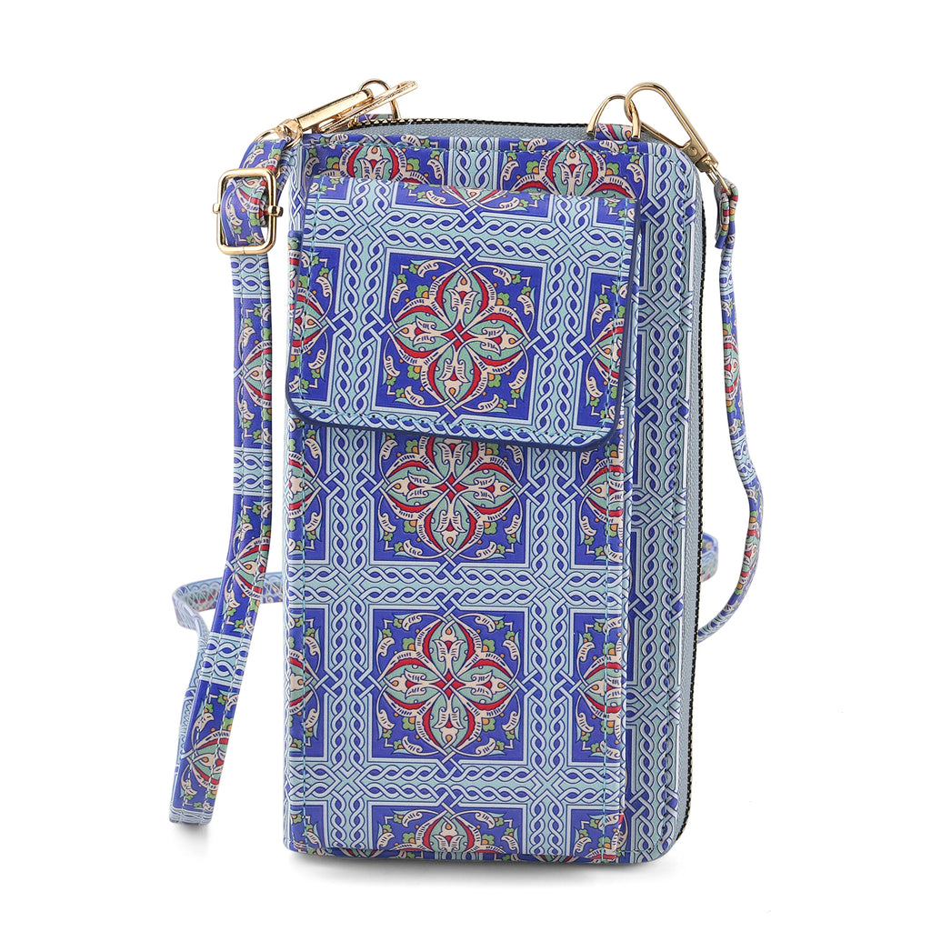 Designer Inspired Flower Portrait Phone Crossbody Bag with RFID Blocking - White_8508500