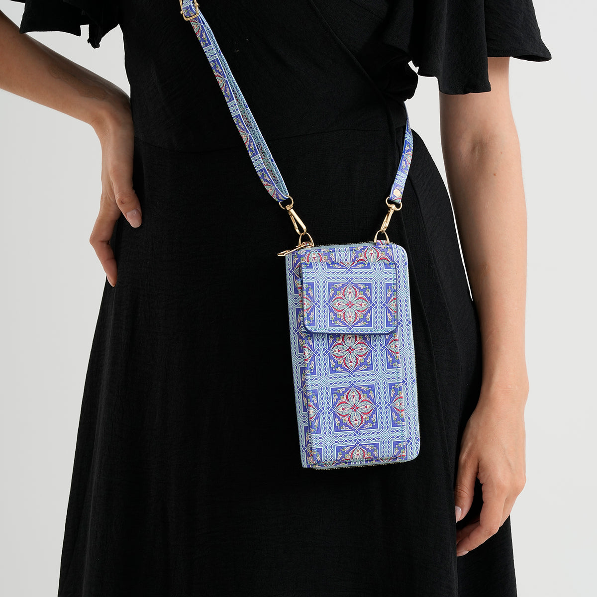 Designer Inspired Flower Portrait Phone Crossbody Bag with RFID Blocking - White V32575513 3