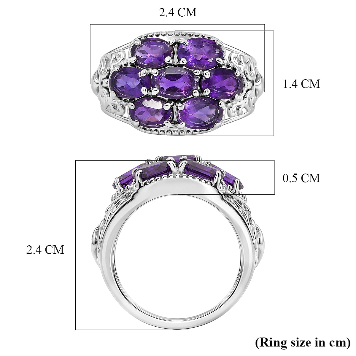 EverTrue Natural Zambian Amethyst Cluster Ring 3.03 Ct. 8508983 6