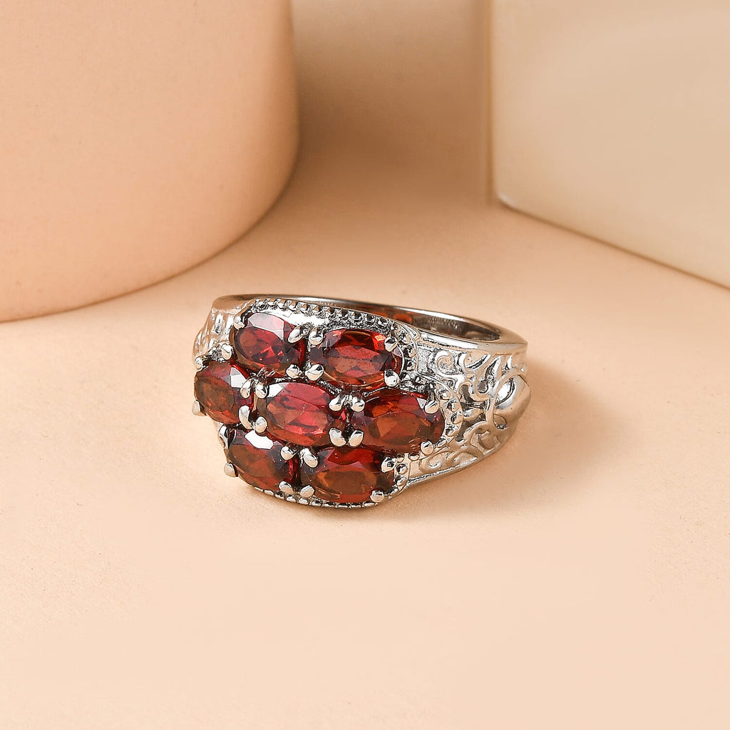 EverTrue Natural Mozambique Garnet Cluster Ring 3.84 Ct._8509025_2
