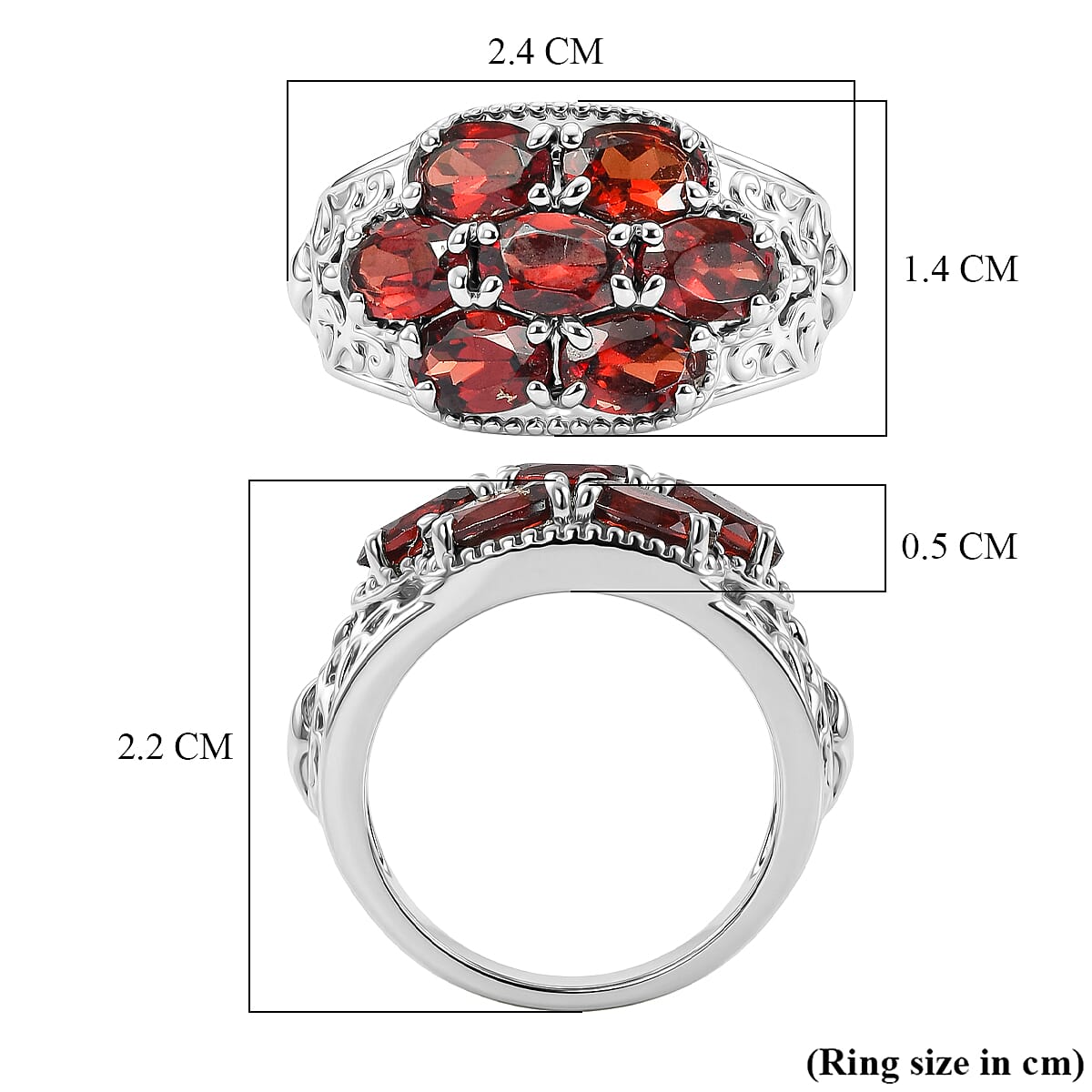 EverTrue Natural Mozambique Garnet Cluster Ring 3.84 Ct. 8509025 6