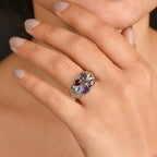 EverTrue African Amethyst & Multi Gemstones Cluster Ring 3.20 Ct._8509035_1