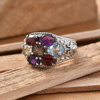 EverTrue African Amethyst & Multi Gemstones Cluster Ring 3.20 Ct._8509035_2