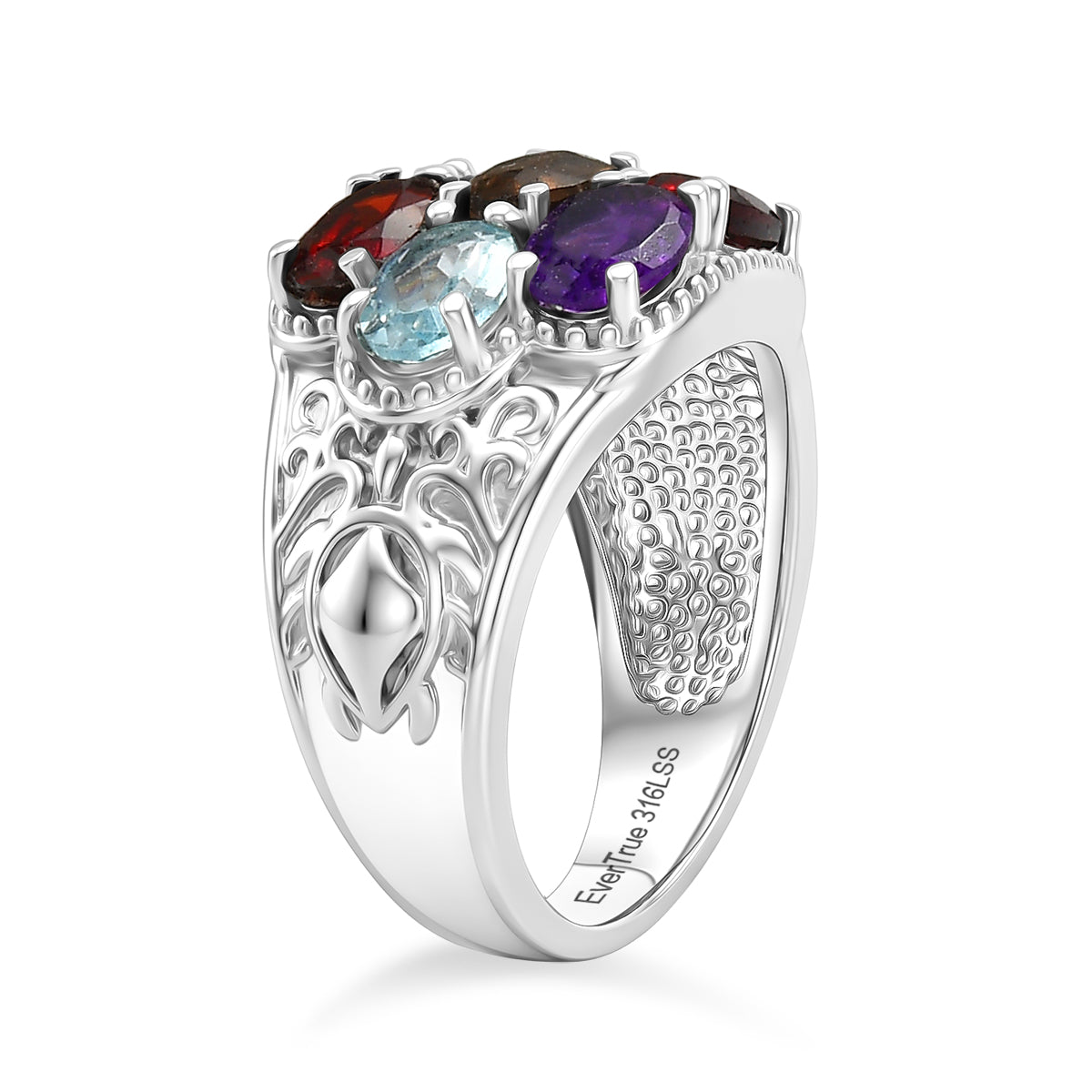 EverTrue African Amethyst &amp; Multi Gemstones Cluster Ring 3.20 Ct. 8509035 4