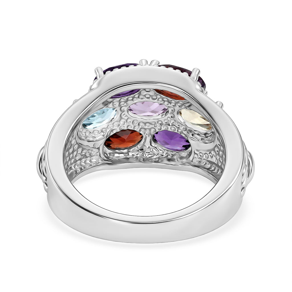 EverTrue African Amethyst & Multi Gemstones Cluster Ring 3.20 Ct._8509035_4
