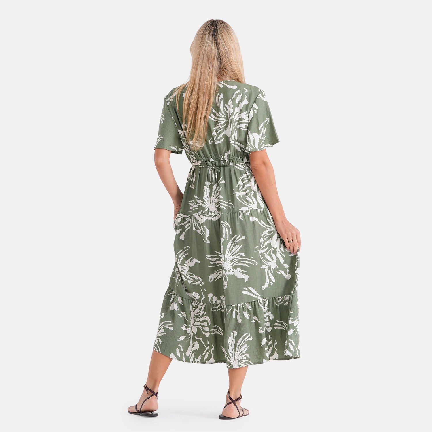 La Marey V-Neck Tiered Midi Dress (Size S, 8-10) - Forest Green 8509124 3