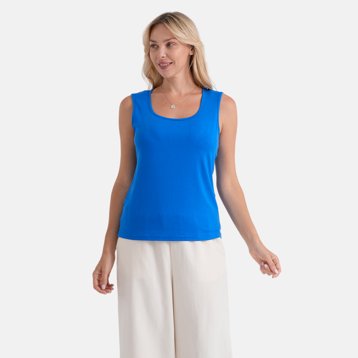 &amp; Maisi Ladies Sleeveless Scoop Neck Tank Top (Size M) - Blue V32536274 0