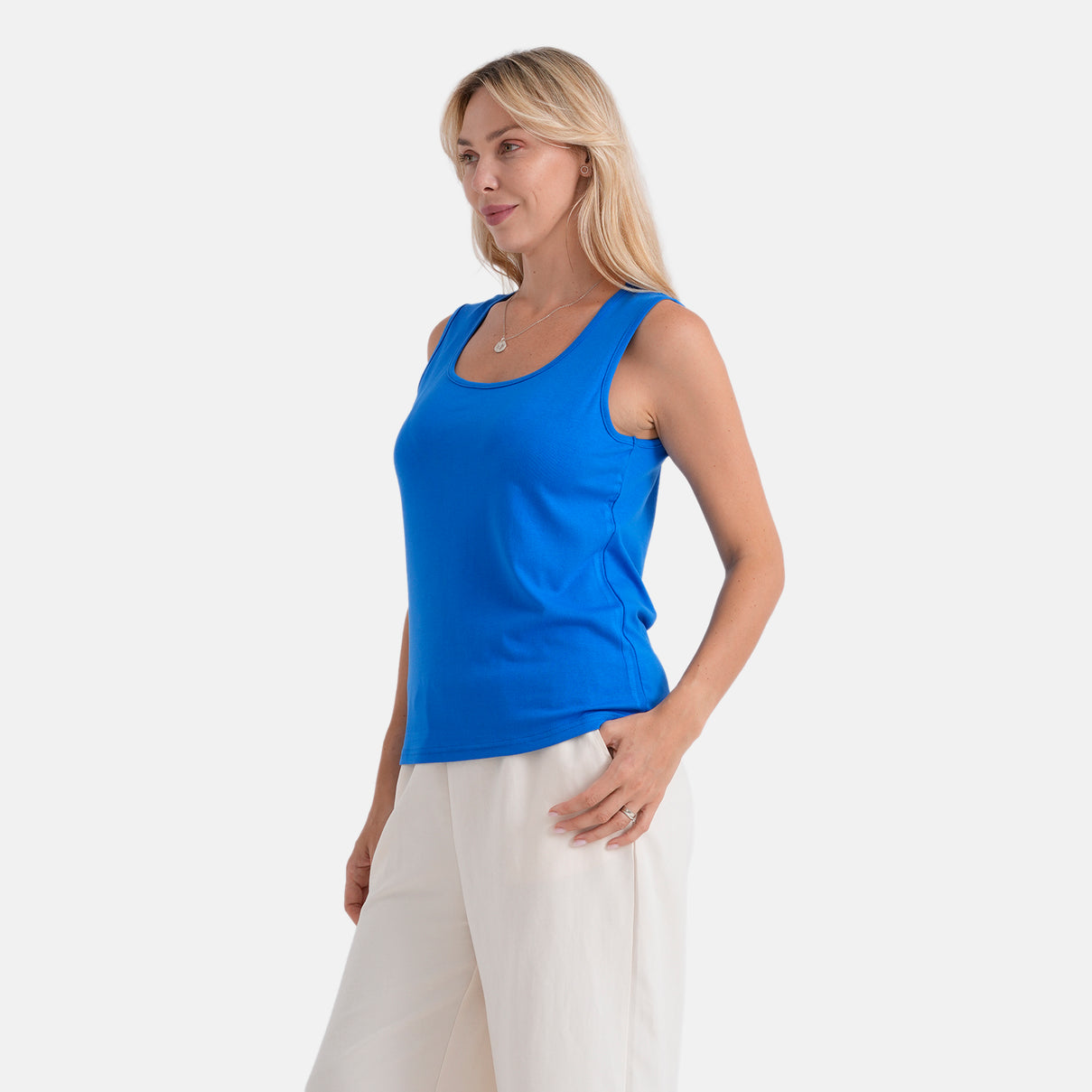 &amp; Maisi Ladies Sleeveless Scoop Neck Tank Top (Size M) - Blue V32536274 4