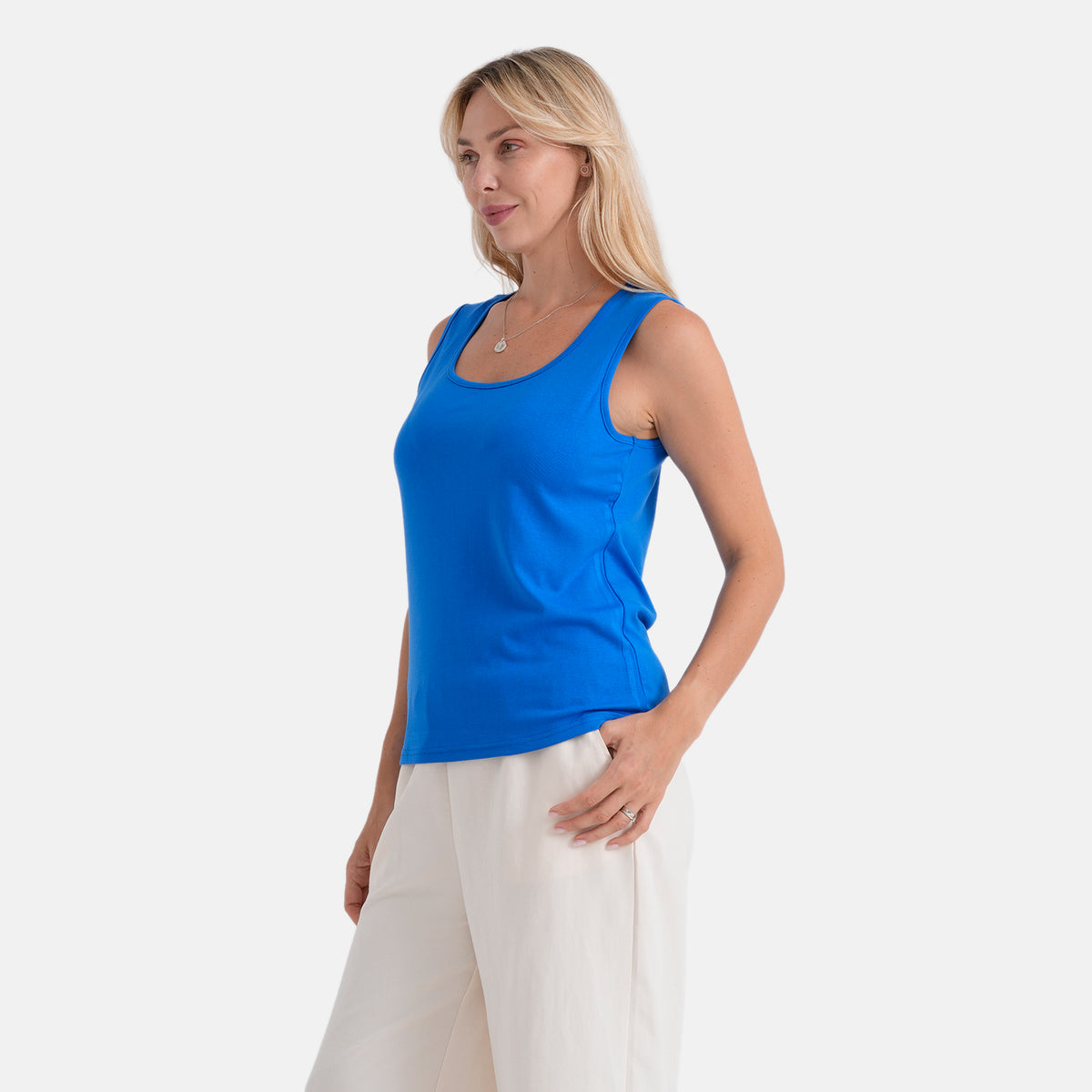 &amp; Maisi Ladies Sleeveless Scoop Neck Tank Top (Size L) - Blue V32567463 4