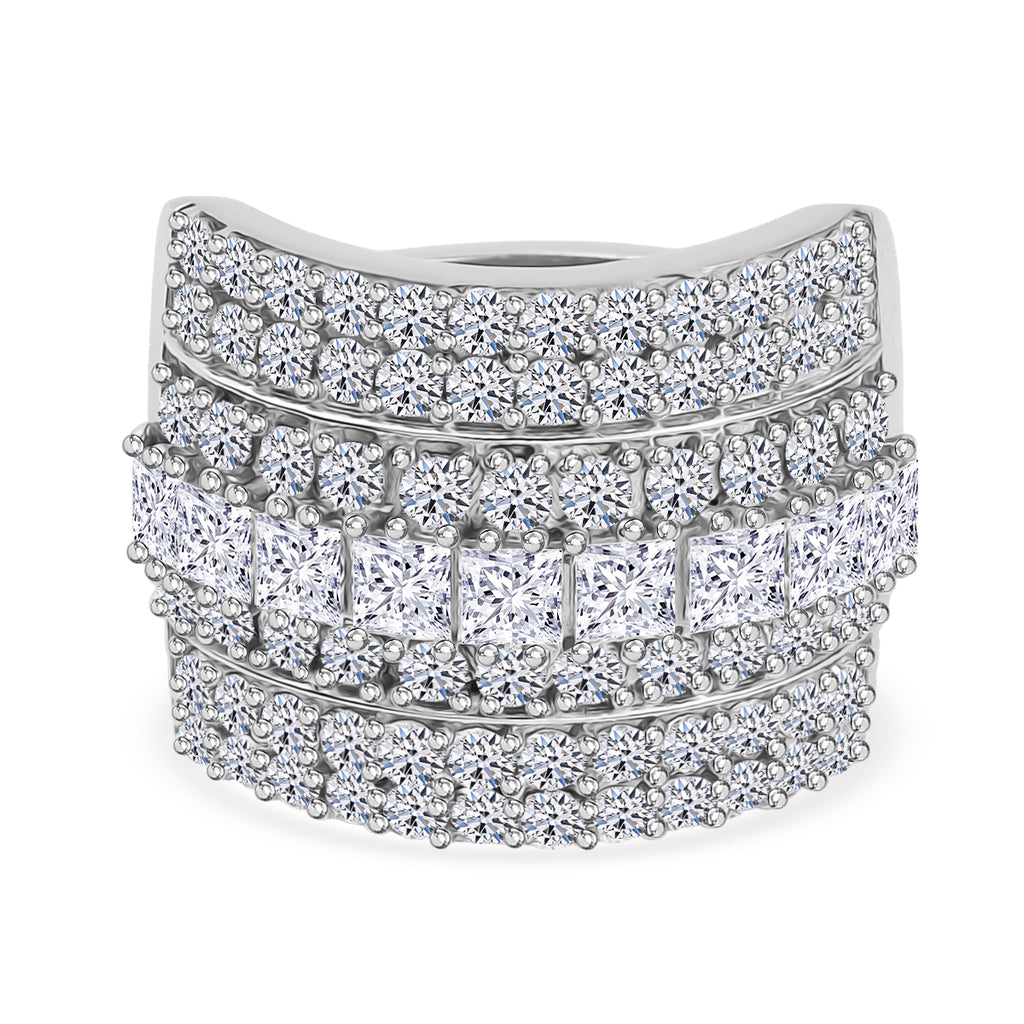Luxuriant - SGL Certified Lab Grown Diamond (SI/G-H) Cocktail Ring in Rhodium Overlay Sterling Silver 3.00 Ct._8509416