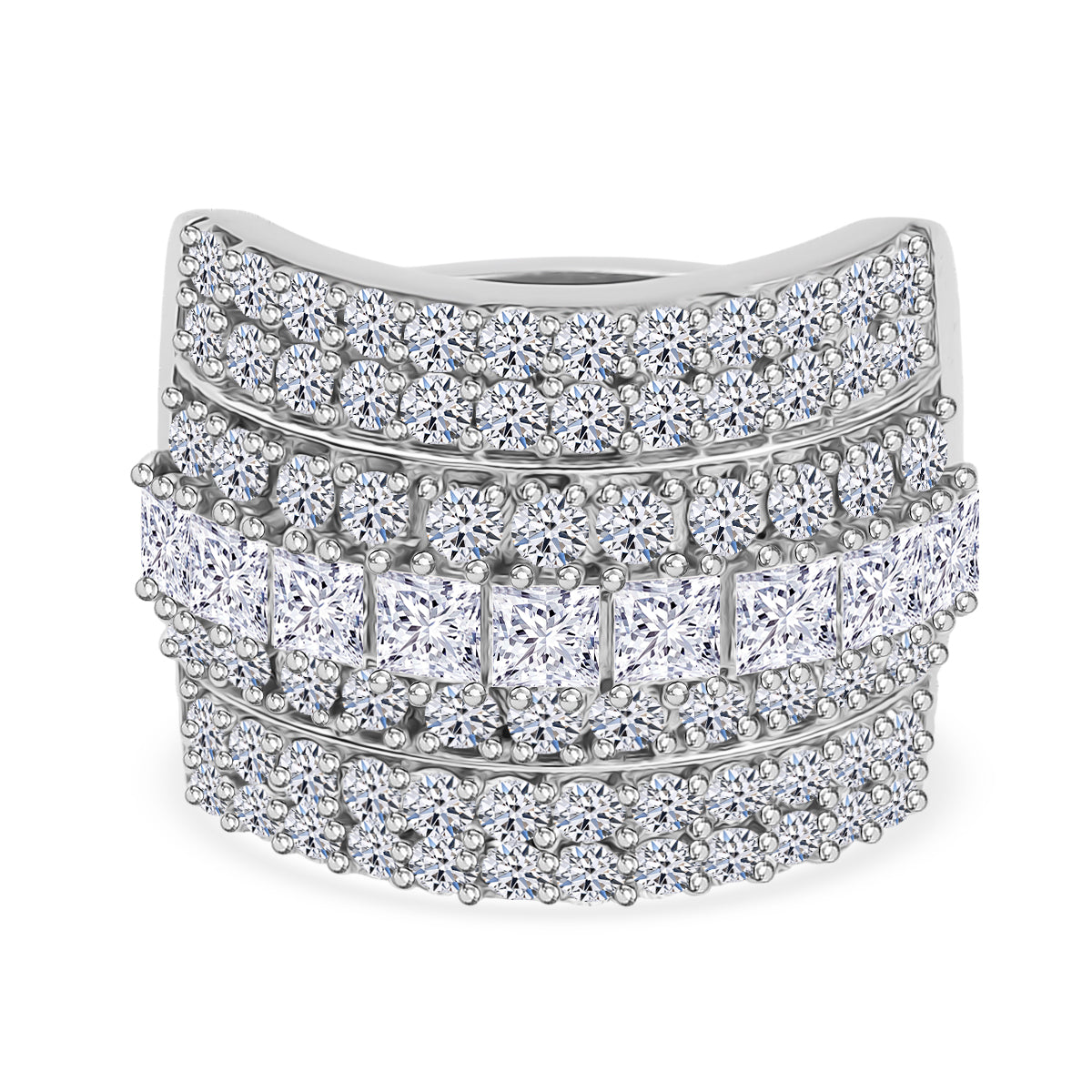 LUXURIANT 3 Ct. Lab Grown Diamond Cluster Ring in Rhodium Overlay Sterling Silver, SGL Certified (SI-G-H) 8509416 0