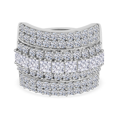 LUXURIANT 3 Ct. Lab Grown Diamond Cluster Ring in Rhodium Overlay Sterling Silver, SGL Certified (SI-G-H) 8509416 1