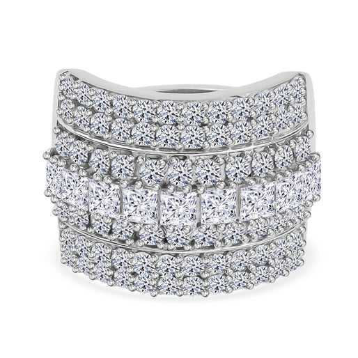 Luxuriant - SGL Certified Lab Grown Diamond (SI/G-H) Cocktail Ring in Rhodium Overlay Sterling Silver 3.00 Ct._8509416