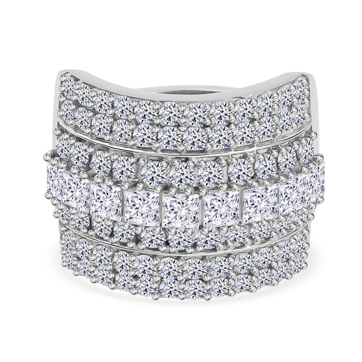 LUXURIANT 3 Ct. Lab Grown Diamond Cluster Ring in Rhodium Overlay Sterling Silver, SGL Certified (SI-G-H) 8509416 1