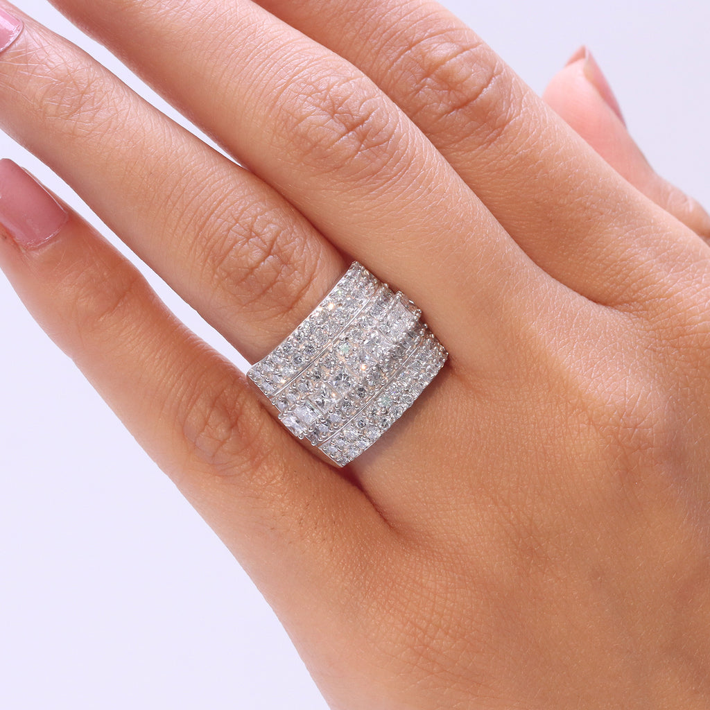 Luxuriant - SGL Certified Lab Grown Diamond (SI/G-H) Cocktail Ring in Rhodium Overlay Sterling Silver 3.00 Ct._8509416_1