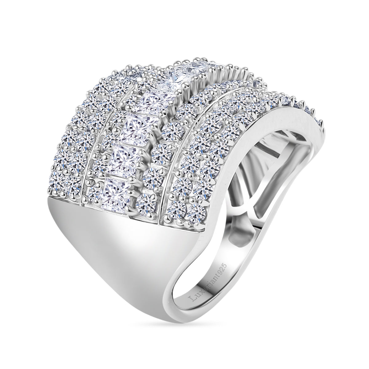 LUXURIANT 3 Ct. Lab Grown Diamond Cluster Ring in Rhodium Overlay Sterling Silver, SGL Certified (SI-G-H) 8509416 4