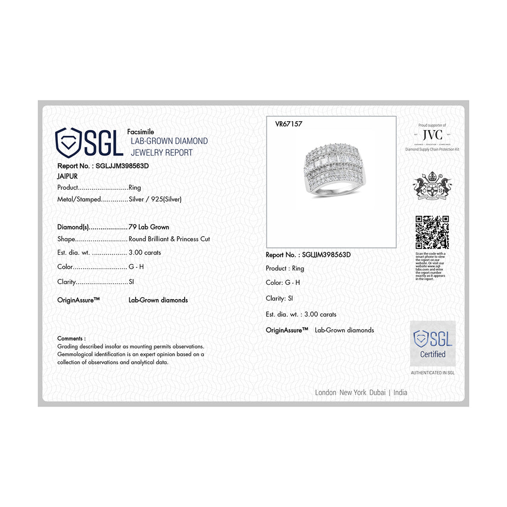 Luxuriant - SGL Certified Lab Grown Diamond (SI/G-H) Cocktail Ring in Rhodium Overlay Sterling Silver 3.00 Ct._8509416_6